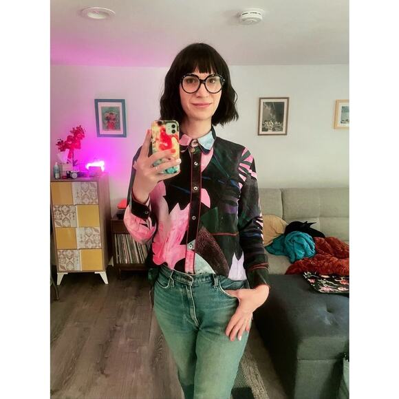 UNTITLED IN MOTION Multicolor Floral Print Collared Button Up Shirt Size S - Picture 5 of 16